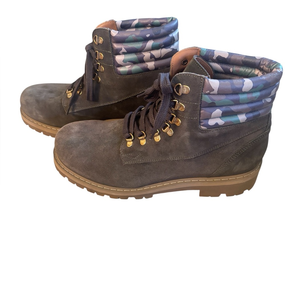 Tommy Hilfiger- Lewis Hamilton Brown Suede Camo Hiking Boots- Size 10  New